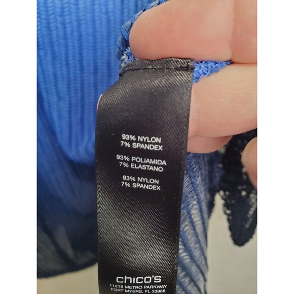 Chico's Travelers Dip-Dye Shaker Stitch Open Weave Mesh Tunic Size 3 (XL) - Picture 4 of 6